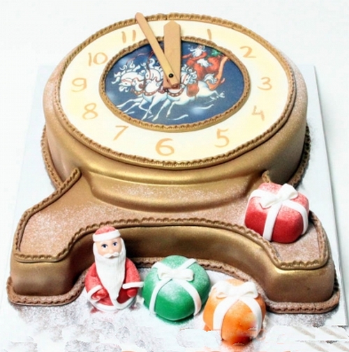Новогодний торт Часы 